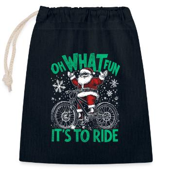 SANTA CLAUS HARDTAIL MOUNTAIN BIKE CHRISTMAS - Closable cotton gift bag (25x30cm) - navy - Front