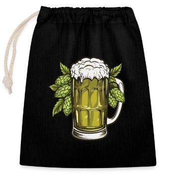 Beer Glass Hops Beer - Closable cotton gift bag (25x30cm) - black - Front