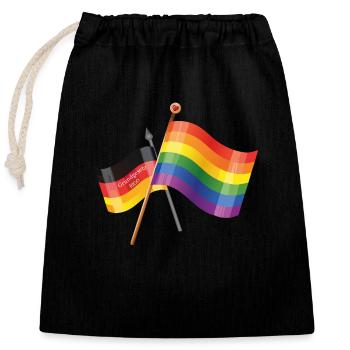Regenbogen Deutschland Flagge - Verschließbarer Geschenkbeutel aus Baumwolle (25x30cm) - Schwarz - Vorne
