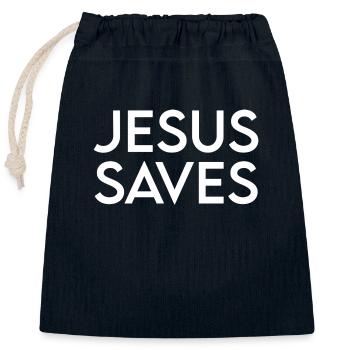 JESUS SAVES - Verschließbarer Geschenkbeutel aus Baumwolle (25x30cm) - Navy - Vorne