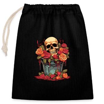 Spooky Horror Floral Bouquet - Happy Halloween - Closable cotton gift bag (25x30cm) - black - Front
