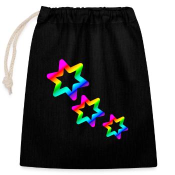 colorful stars rainbow - Closable cotton gift bag (25x30cm) - black - Front