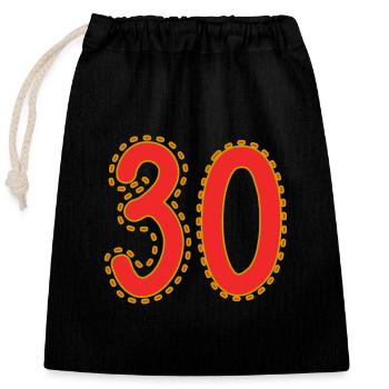 Number 30 on Colored Sheets Paper - Closable cotton gift bag (25x30cm) - black - Front