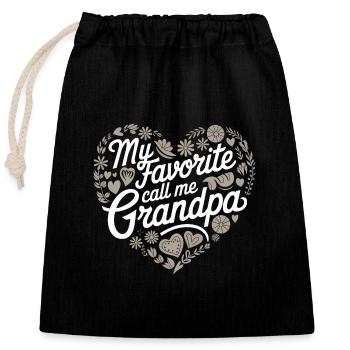 Papy Grand-père Famille Fête des pères - Sac cadeau en coton avec cordon (25 x 30 cm) - noir - Devant