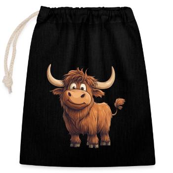Bovins écossais des Highlands - Sac cadeau en coton avec cordon (25 x 30 cm) - noir - Devant