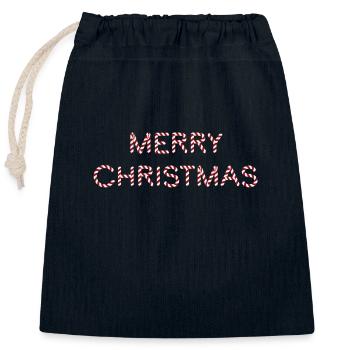 Merry Christmas Schriftzug Zuckerstange - Verschließbarer Geschenkbeutel aus Baumwolle (25x30cm) - Navy - Vorne