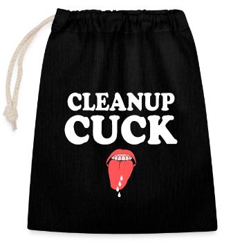 cleanup cuck - cuckold - Closable cotton gift bag (25x30cm) - black - Front