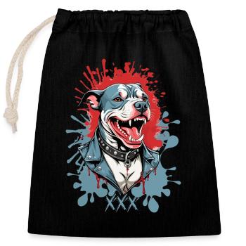Race de chien Pitbulls - Sac cadeau en coton avec cordon (25 x 30 cm) - noir - Devant