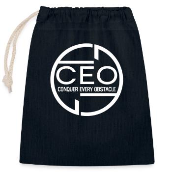 CEO Überwinden Sie jedes Hindernis Motivationskreis - Verschließbarer Geschenkbeutel aus Baumwolle (25x30cm) - Navy - Vorne