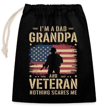 Veteran Military Soldier - Closable cotton gift bag (25x30cm) - black - Front
