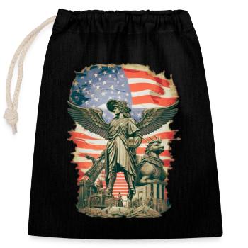 Steampunk American Flag - Closable cotton gift bag (25x30cm) - black - Front