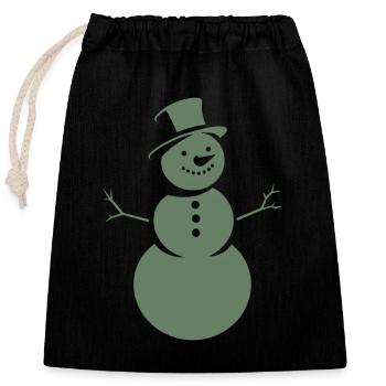 Minimalist silhouette of a snowman - Closable cotton gift bag (25x30cm) - black - Front