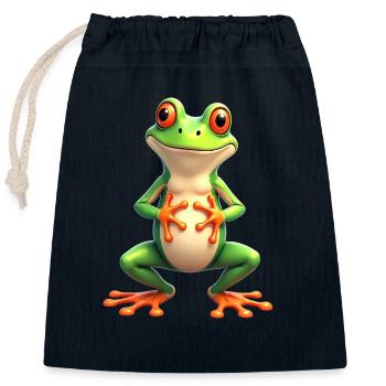 frog funny tree frog red-eyed tree frog - Closable cotton gift bag (25x30cm) - navy - Front