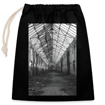 Affiche de graffiti sur l'architecture de l'affiche de la construction industrielle - Sac cadeau en coton avec cordon (25 x 30 cm) - noir - Devant