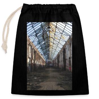 Affiche de graffiti sur l'architecture de l'affiche de la construction industrielle - Sac cadeau en coton avec cordon (25 x 30 cm) - noir - Devant