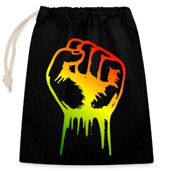 Poing reggae - Sac cadeau en coton avec cordon (25 x 30 cm) - noir - Devant