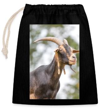 Goat (goat, capra) brown and black - Closable cotton gift bag (25x30cm) - black - Front