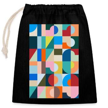 Numbers, digits, numbers - Closable cotton gift bag (25x30cm) - black - Front