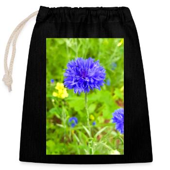bluebottle also cornflower Kornblume Zyane - Verschließbarer Geschenkbeutel aus Baumwolle (25x30cm) - Schwarz - Vorne