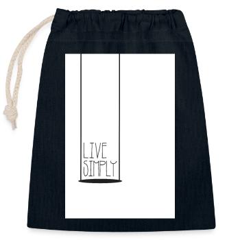 Live simply - Closable cotton gift bag (25x30cm) - navy - Front