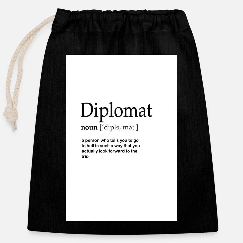 Diplomat - Closable cotton gift bag (25x30cm) - black