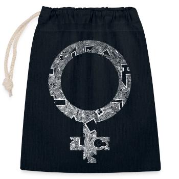 Le pouvoir des femmes - Sac cadeau en coton avec cordon (25 x 30 cm) - bleu marine - Devant