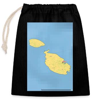 Malta Karte - Verschließbarer Geschenkbeutel aus Baumwolle (25x30cm) - Schwarz - Vorne