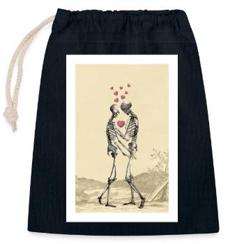 Affiche Amour éternel - Saint-Valentin - Sac cadeau en coton avec cordon (25 x 30 cm) - bleu marine - Devant
