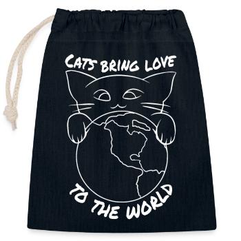 Katzen Bringen Liebe in die Welt - Verschließbarer Geschenkbeutel aus Baumwolle (25x30cm) - Navy - Vorne