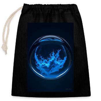 Clouds in a bubble blue 3 - Closable cotton gift bag (25x30cm) - black - Front