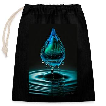 Tropfen cyan 3 - Verschließbarer Geschenkbeutel aus Baumwolle (25x30cm) - Schwarz - Vorne