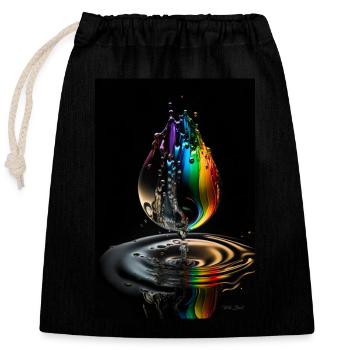 Drop arc-en-ciel 3 - Sac cadeau en coton avec cordon (25 x 30 cm) - noir - Devant