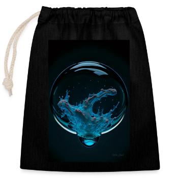 Kaos in einer Blase cyan 4 - Verschließbarer Geschenkbeutel aus Baumwolle (25x30cm) - Schwarz - Vorne