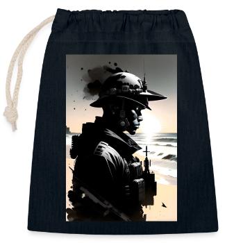 Soldat - Sac cadeau en coton avec cordon (25 x 30 cm) - bleu marine - Devant