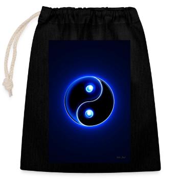 Yin Yang blau 2 - Verschließbarer Geschenkbeutel aus Baumwolle (25x30cm) - Schwarz - Vorne
