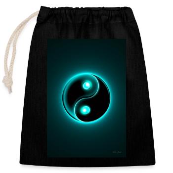 Yin Yang cyan 2 - Verschließbarer Geschenkbeutel aus Baumwolle (25x30cm) - Schwarz - Vorne
