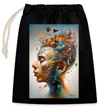 In love with music - Closable cotton gift bag (25x30cm) - black - Front