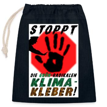 STOPPT die GRÜN-radikalen KLIMA-KLEBER - Verschließbarer Geschenkbeutel aus Baumwolle (25x30cm) - Navy - Vorne