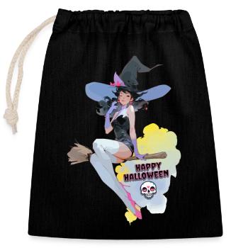 Happy Helloween Witch - Verschließbarer Geschenkbeutel aus Baumwolle (25x30cm) - Schwarz - Vorne