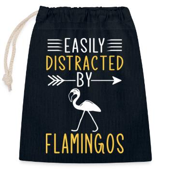 Leicht abgelenkt von Flamingos - Verschließbarer Geschenkbeutel aus Baumwolle (25x30cm) - Navy - Vorne