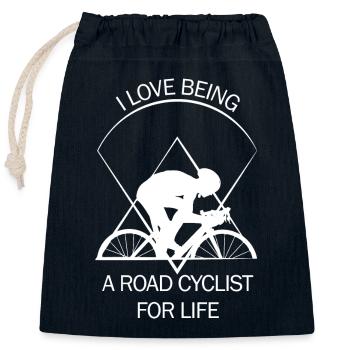 Rennrad - Verschließbarer Geschenkbeutel aus Baumwolle (25x30cm) - Navy - Vorne