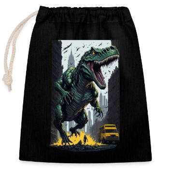 T Rex - Closable cotton gift bag (25x30cm) - black - Front