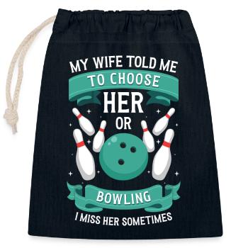 Joueur de bowling - Sac cadeau en coton avec cordon (25 x 30 cm) - bleu marine - Devant