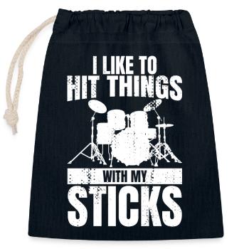 Blague drôle de batteur - Sac cadeau en coton avec cordon (25 x 30 cm) - bleu marine - Devant