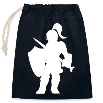 "Fantasy Rollenspiel - Ritter Silhouetten Design - Verschließbarer Geschenkbeutel aus Baumwolle (25x30cm) - Navy - Vorne