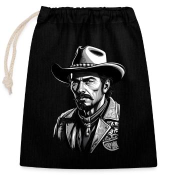 Cowboy - Closable cotton gift bag (25x30cm) - black - Front