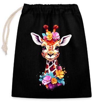 Giraffe V1 24 05 - Closable cotton gift bag (25x30cm) - black - Front
