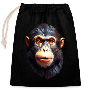 Singe Singe V24 09 - Sac cadeau en coton avec cordon (25 x 30 cm) - noir - Devant
