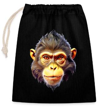 Monkey V24 05 - Closable cotton gift bag (25x30cm) - black - Front