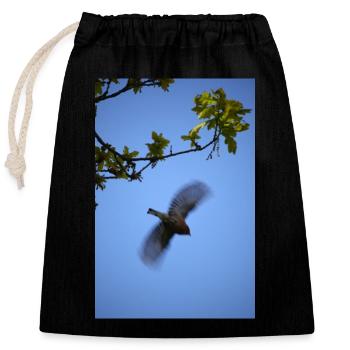 chêne pinson envol dans ciel bleu - Sac cadeau en coton avec cordon (25 x 30 cm) - noir - Devant